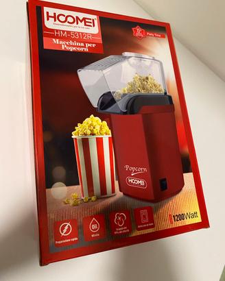 Macchina per popcorn hoomei 1200watt rossa nuova