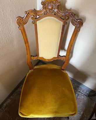 Sedie d’epoca legno e velluto