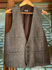 Dolce&Gabbana Gilet in Principe di Galles Grigio