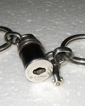 Cartier portachiavi in argento 925 e legno  ebano