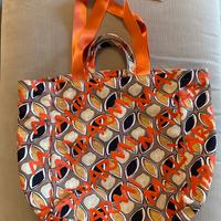 Borsa  shopper tessuto e pelle Maliparmi