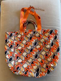 Borsa  shopper tessuto e pelle Maliparmi