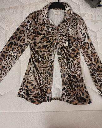 Camicia Top Guess animalier drappeggiato, Taglia s