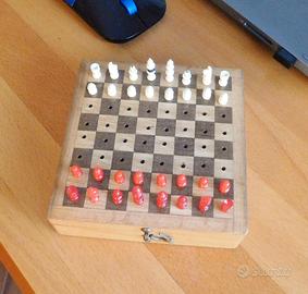 Scacchiera Portatile Legno Domino e Tris Anni 50