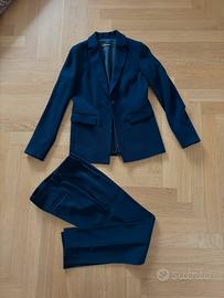 Tailleur  monopetto pantalone sigaretta blu donna