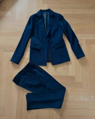 Tailleur  monopetto pantalone sigaretta blu donna