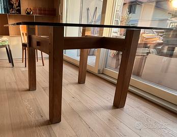 Supporto tavolo in noce massello artigianale