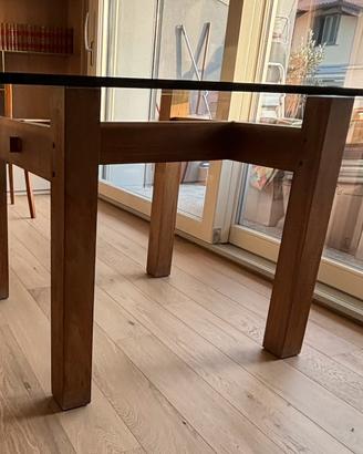 Supporto tavolo in noce massello artigianale