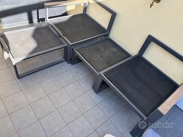Salotto da giardino in legno e acciaio
