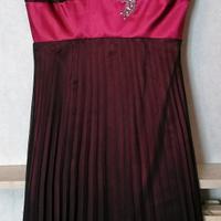 Abito sartoriale nero e bordeaux con stola tg. 44