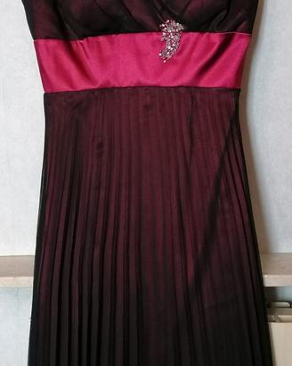 Abito sartoriale nero e bordeaux con stola tg. 44