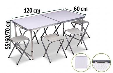 Tavola pieghevole per esterno interni con 4 sedie