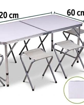 Tavola pieghevole per esterno interni con 4 sedie