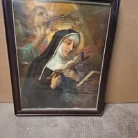 Quadro religioso con santa e angelo