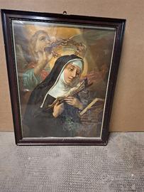 Quadro religioso con santa e angelo