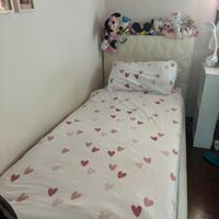 LETTO singolo contenitore  in ecopelle bianca