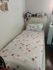 LETTO singolo contenitore  in ecopelle bianca