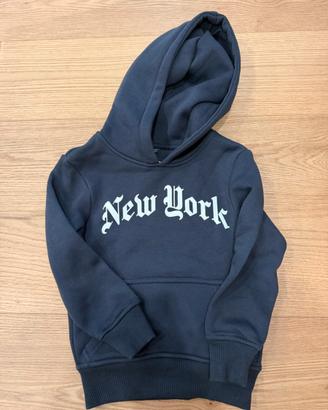 Felpa New York con cappuccio blu tg 110/116