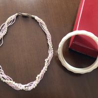 Collana c/perle 45cm + Bracciale rigido 7 cm