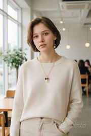 Set collana + orecchini fiocco nero e perla