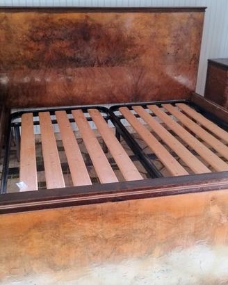 Letto e comodini in radica di noce risalenti si pr