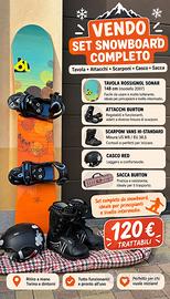 Set Snowboard Rossignol Sonar 148 + Burton + Vans