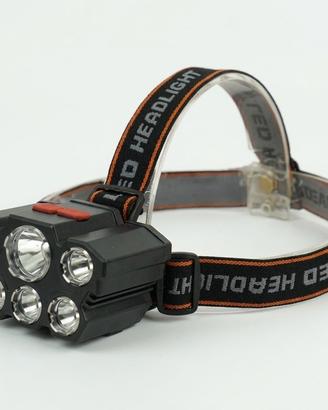 Torcia Testa Lampada Frontale 6 LED Ricaricabile
