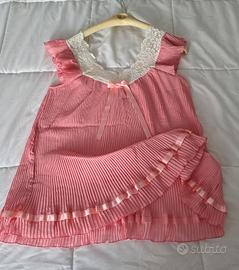 pigiama corto donna rosa plisse' pizzo 