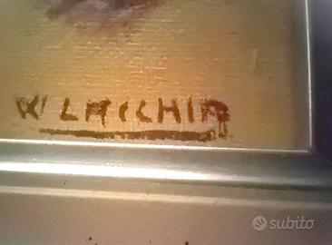 QUADRO AD OLIO BARCHE NEL MARE  W. Lacchia