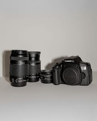 Canon EOS 750D + 3 obiettivi + accessori