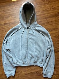 Felpa zip up cropped in tessuto spesso