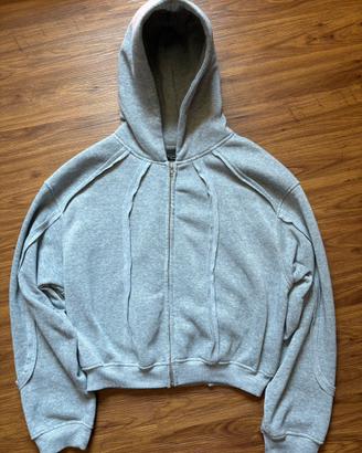 Felpa zip up cropped in tessuto spesso