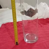 Vaso in vetro e decorazione in argento sterling
