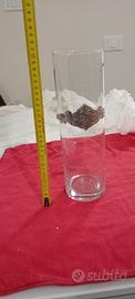 Vaso in vetro e decorazione in argento sterling