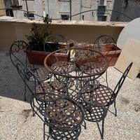 Tavolo e 6 sedie ferro battuto