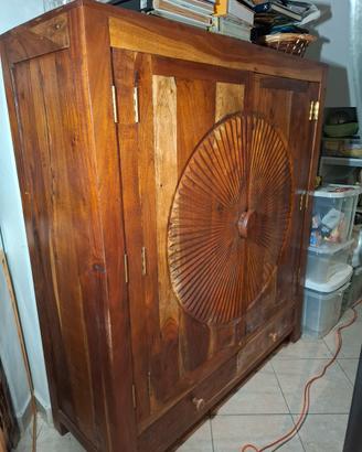 Armadio Etnico Legno Massello Mobile Dispensa