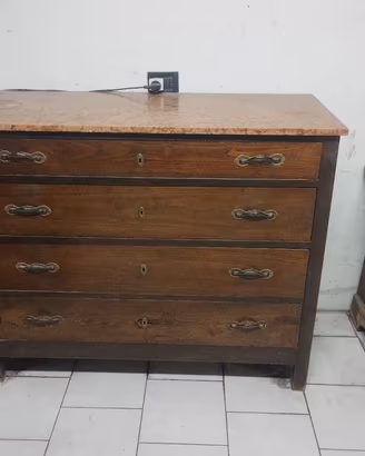 Cassettiera con piano in marmo 