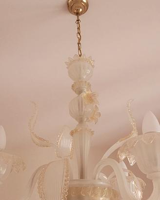 Lampadario in vetro artistico stile Murano, 4 luci