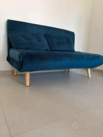 Divano letto blu petrolio usato pochissimo