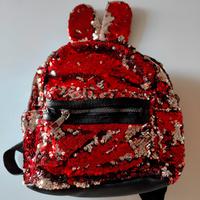 Zainetto paillettes rosso e argento