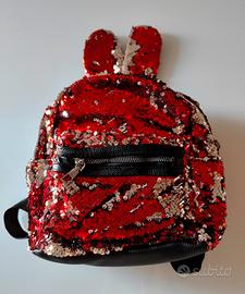 Zainetto paillettes rosso e argento