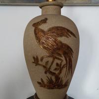 lampada da tavolo in ceramica sabbiata