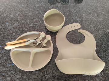Set pappa svezzamento in silicone BPAfree, 4 pezzi