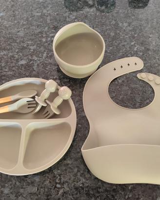 Set pappa svezzamento in silicone BPAfree, 4 pezzi