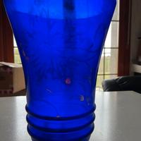 Vaso Vintage Vetro Blu Cobalto e Oro - Stile Empol