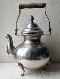 Teiera vintage con gambe, rame argentato,1930-50