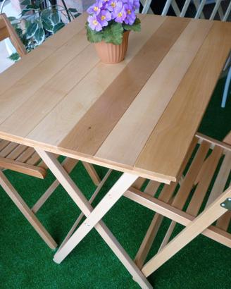 TAVOLO + 2 SEDIE NUOVE in legno pieghevole