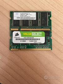 Ram ddr dimm pc portatili 256mb x 2