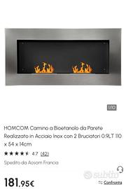 caminetto a bioetanolo da parete 