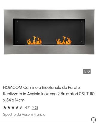 caminetto a bioetanolo da parete 